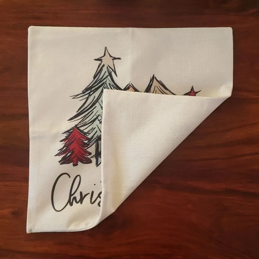 Christmas Pillow Cover Animal Print Christmas Trees • Linen Look • 18x18 • NWOT